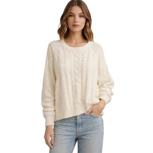 Tahari Women's White Cable Knit Sweater Size Extra Large